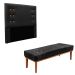 Conjunto de Cabeceira King com Recamier Gênova Veludo Preto