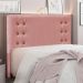 Conjunto de Cabeceira King com Recamier Gênova Veludo Rosa