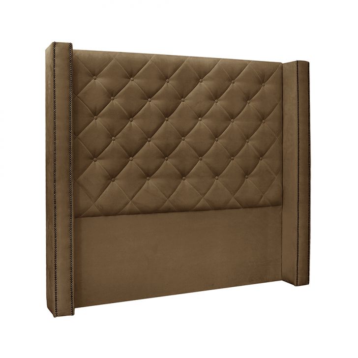 Conjunto de Cabeceira King com Recamier Vicenza Suede Caramelo