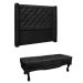 Conjunto de Cabeceira King com Recamier Vicenza Suede Preto