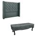 Conjunto de Cabeceira King com Recamier Vicenza Veludo Cinza