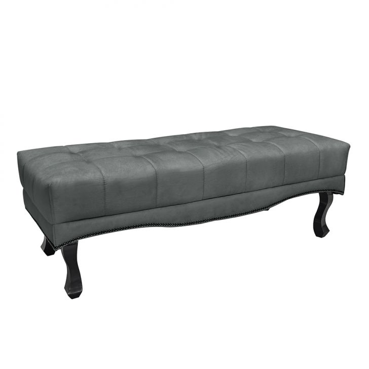 Conjunto de Cabeceira King com Recamier Vicenza Veludo Cinza