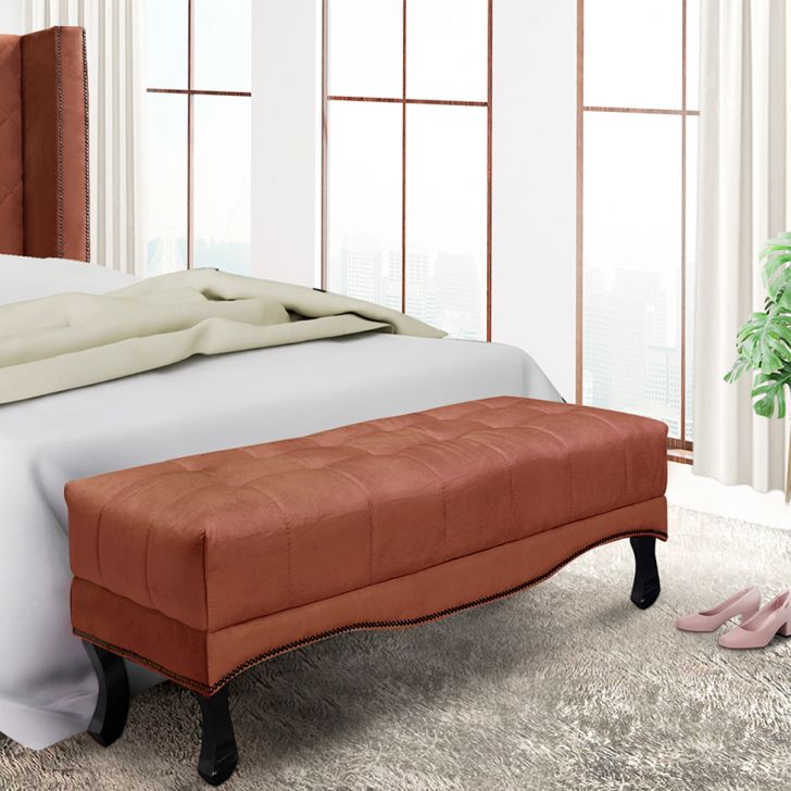Conjunto de Cabeceira King com Recamier Vicenza Veludo Cobre