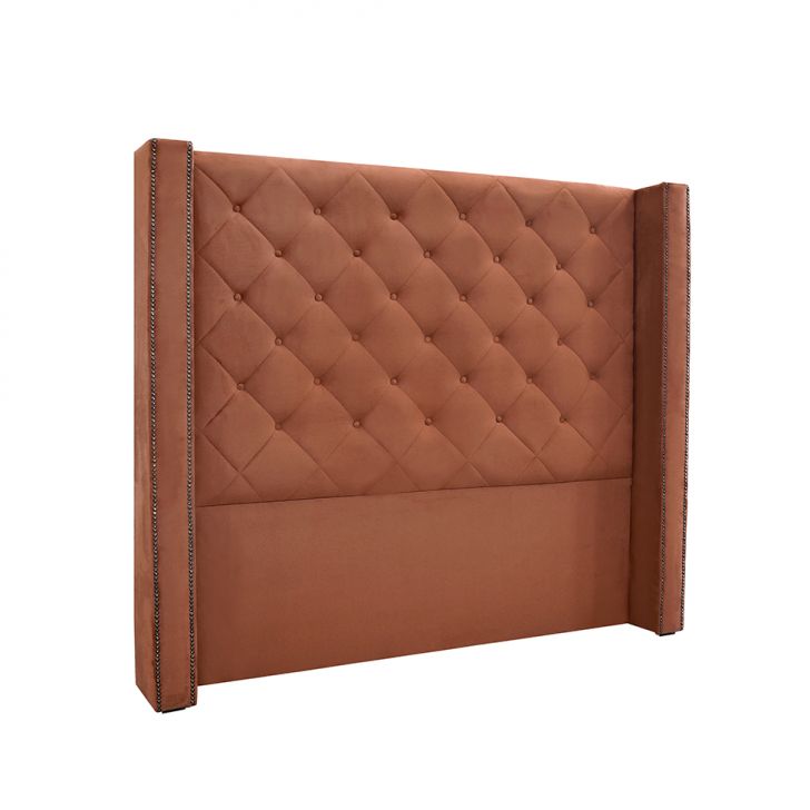 Conjunto de Cabeceira King com Recamier Vicenza Veludo Cobre