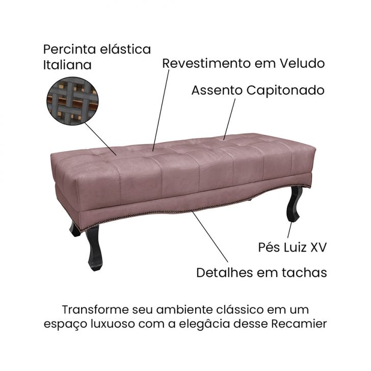 Conjunto de Cabeceira King com Recamier Vicenza Veludo Lilás