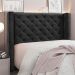 Conjunto de Cabeceira King com Recamier Vicenza Veludo Preto