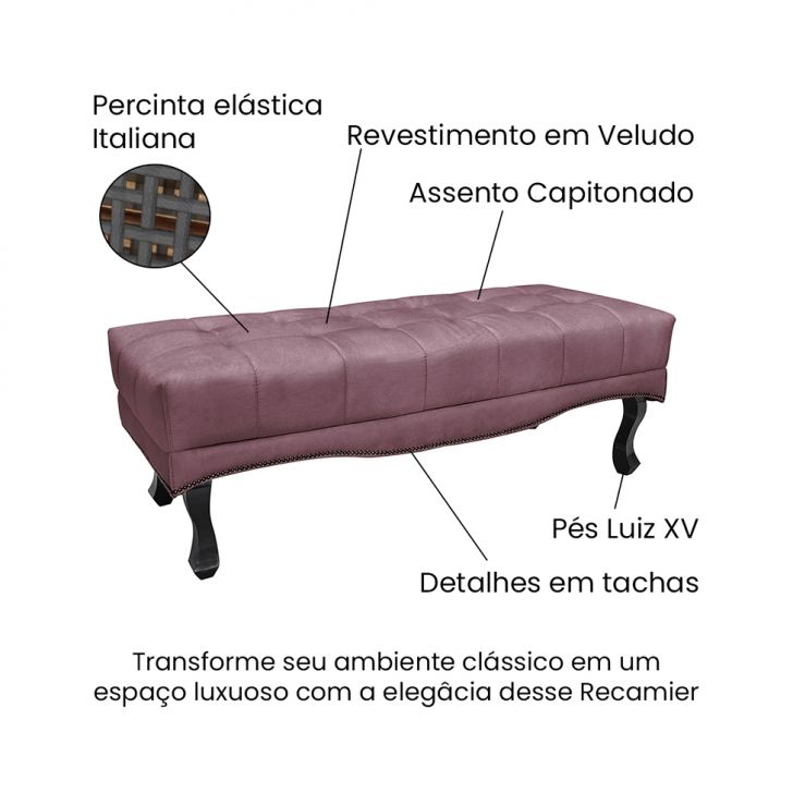 Conjunto de Cabeceira King com Recamier Vicenza Veludo Uva