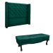 Conjunto de Cabeceira King com Recamier Vicenza Veludo Verde