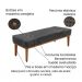 Conjunto de Cabeceira Queen com Recamier Gênova Suede Cinza