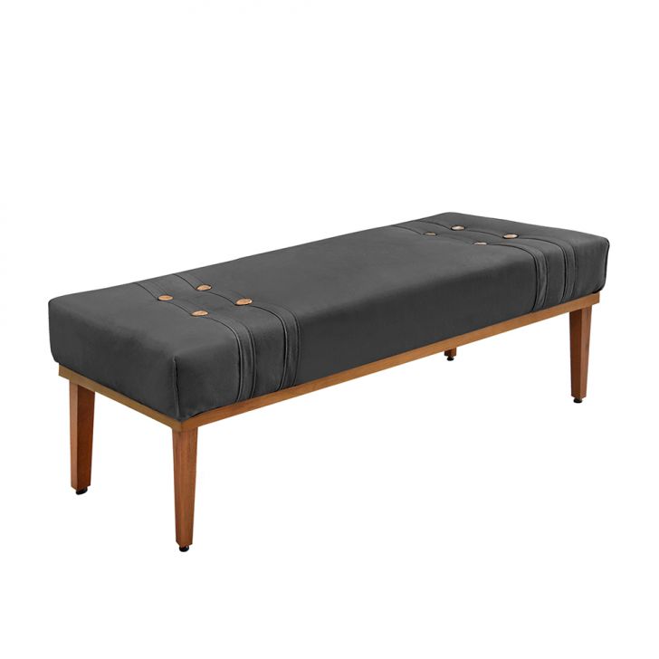 Conjunto de Cabeceira Queen com Recamier Gênova Suede Cinza