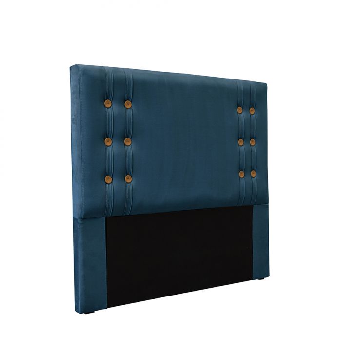 Conjunto de Cabeceira Queen com Recamier Gênova Veludo Azul Marinho