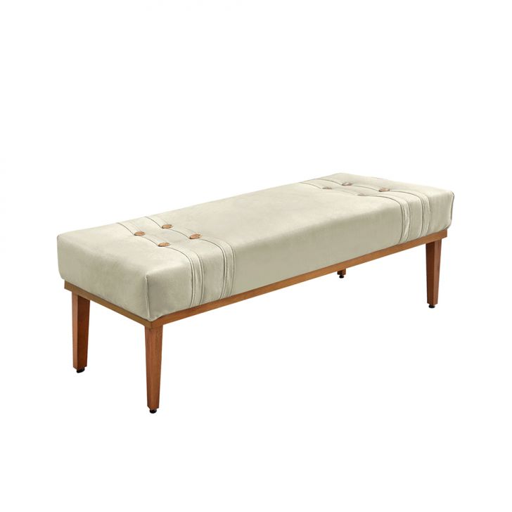 Conjunto de Cabeceira Queen com Recamier Gênova Veludo Bege