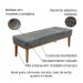 Conjunto de Cabeceira Queen com Recamier Gênova Veludo Cinza
