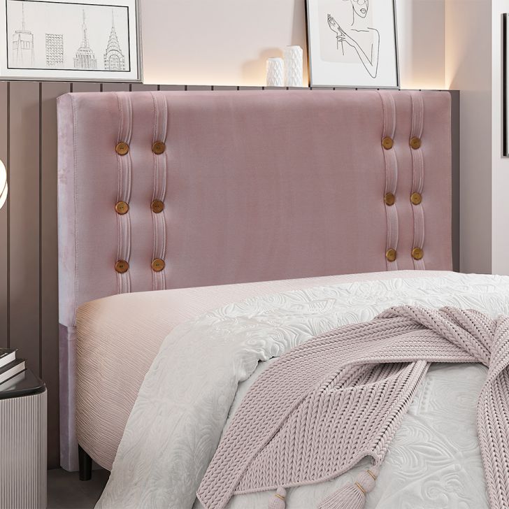 Conjunto de Cabeceira Queen com Recamier Gênova Veludo Lilás