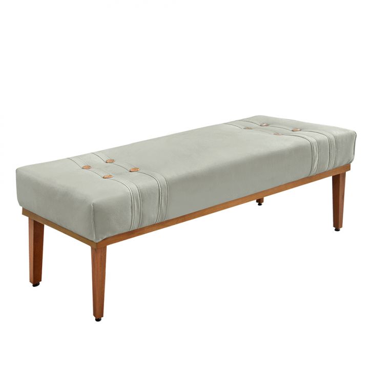 Conjunto de Cabeceira Queen com Recamier Gênova Veludo Prata