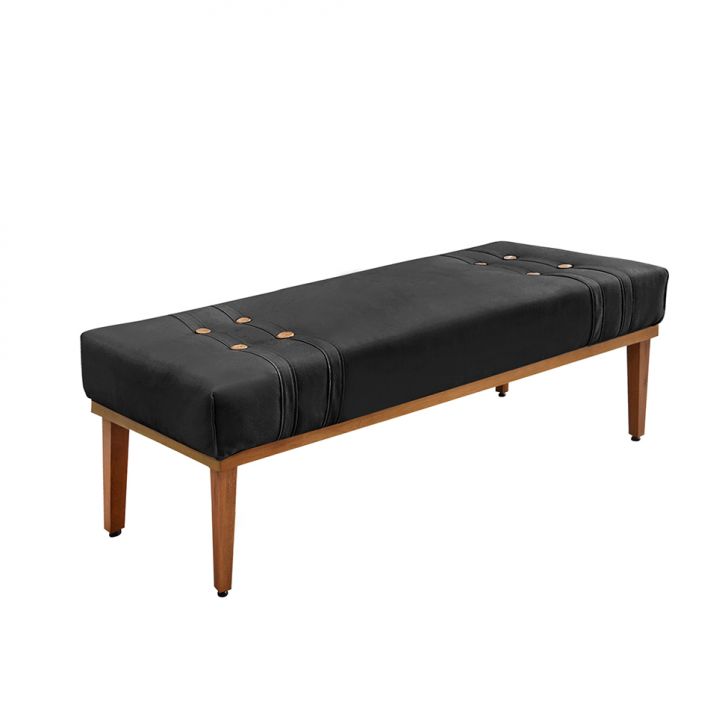 Conjunto de Cabeceira Queen com Recamier Gênova Veludo Preto