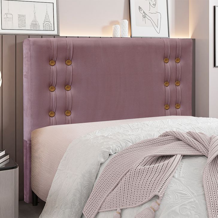 Conjunto de Cabeceira Queen com Recamier Gênova Veludo Uva