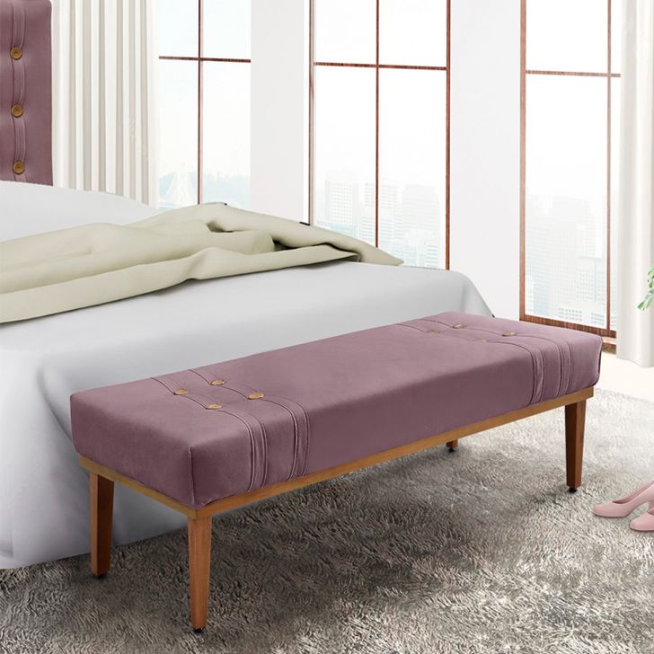 Conjunto de Cabeceira Queen com Recamier Gênova Veludo Uva