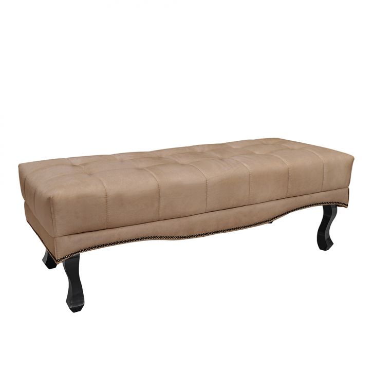 Conjunto de Cabeceira Queen com Recamier Vicenza Suede Bege