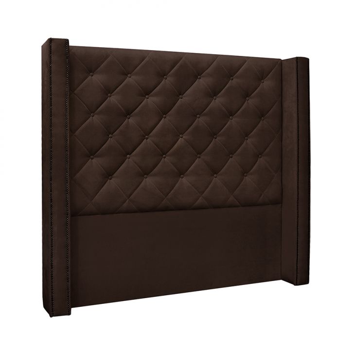 Conjunto de Cabeceira Queen com Recamier Vicenza Suede Café