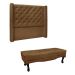 Conjunto de Cabeceira Queen com Recamier Vicenza Suede Caramelo