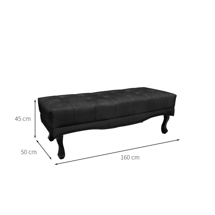 Conjunto de Cabeceira Queen com Recamier Vicenza Suede Preto