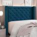 Conjunto de Cabeceira Queen com Recamier Vicenza Veludo Azul Marinho