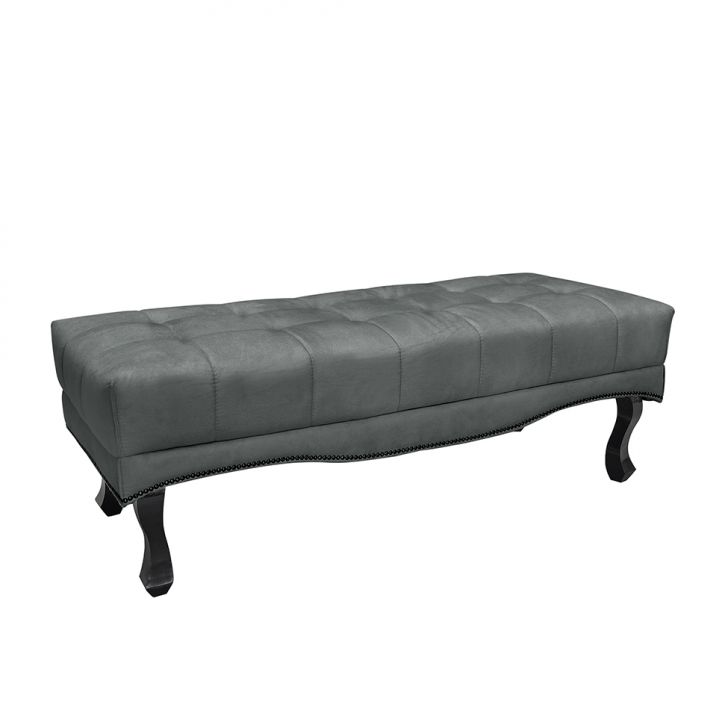Conjunto de Cabeceira Queen com Recamier Vicenza Veludo Cinza