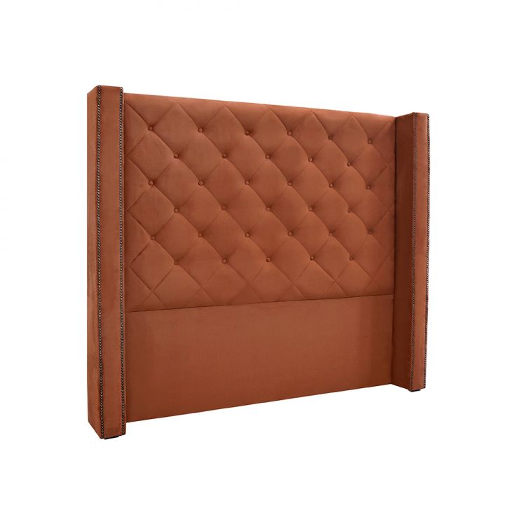 Conjunto de Cabeceira Queen com Recamier Vicenza Veludo Cobre