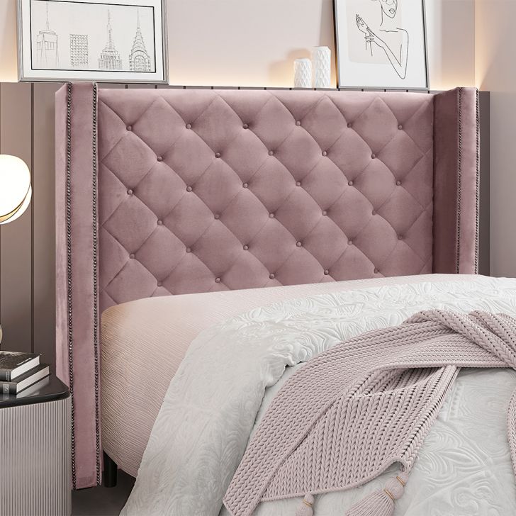 Conjunto de Cabeceira Queen com Recamier Vicenza Veludo Lilás
