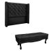 Conjunto de Cabeceira Queen com Recamier Vicenza Veludo Preto