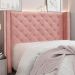 Conjunto de Cabeceira Queen com Recamier Vicenza Veludo Rosa