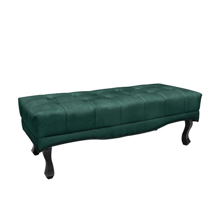 Conjunto de Cabeceira Queen com Recamier Vicenza Veludo Verde
