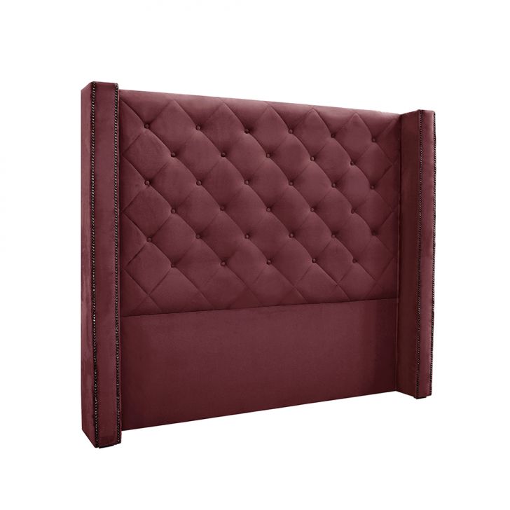 Conjunto de Cabeceira Queen com Recamier Vicenza Veludo Vinho