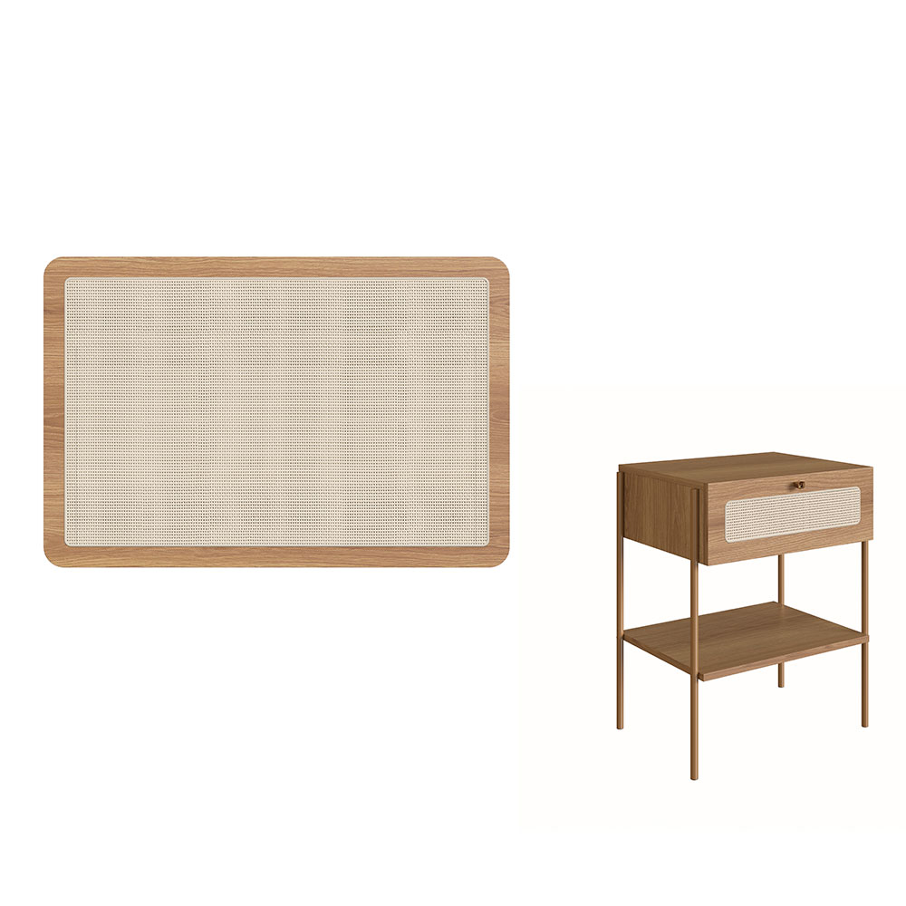 Conjunto de Cabeceira Solteiro com Mesa de Apoio Oslo 1 GV Hanover e Dourado