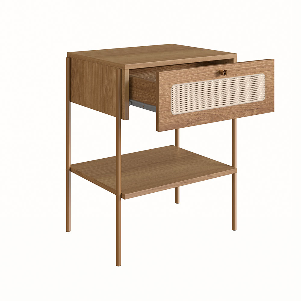 Conjunto de Cabeceira Solteiro com Mesa de Apoio Oslo 1 GV Hanover e Dourado