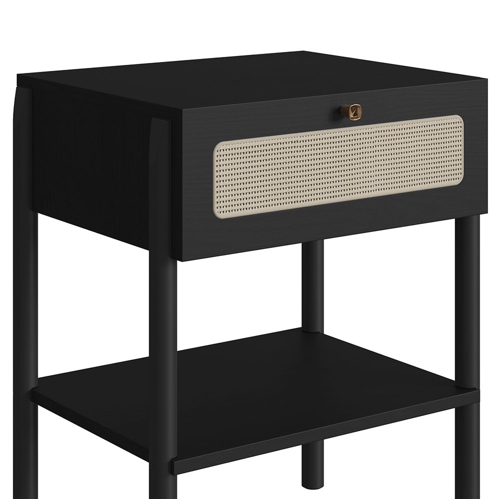 Conjunto de Cabeceira Solteiro com Mesa de Apoio Oslo 1 GV Nero e Preto