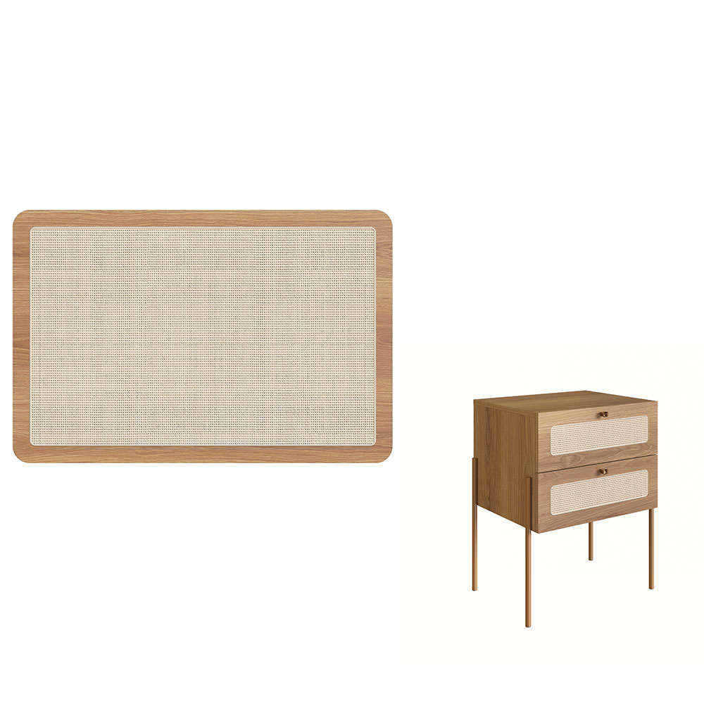 Conjunto de Cabeceira Solteiro com Mesa de Apoio Oslo 2 GV Hanover e Dourado