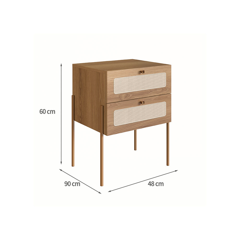 Conjunto de Cabeceira Solteiro com Mesa de Apoio Oslo 2 GV Hanover e Dourado