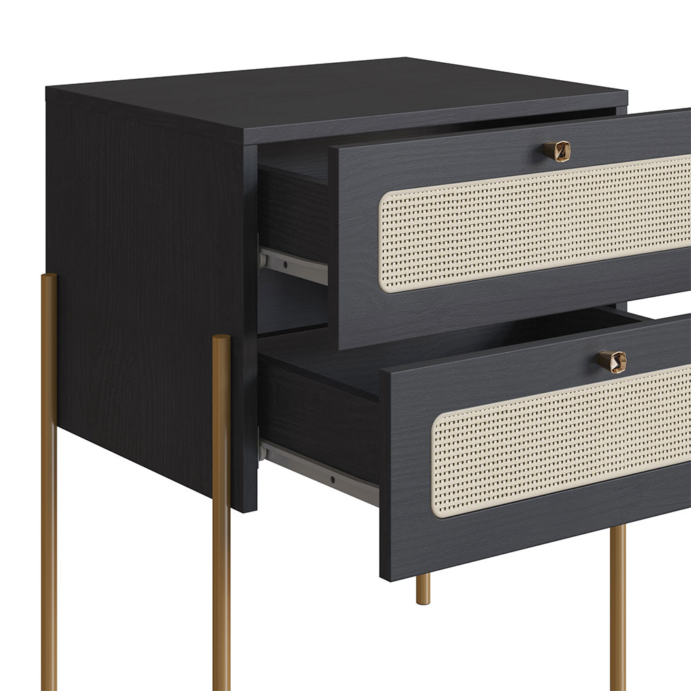 Conjunto de Cabeceira Solteiro com Mesa de Apoio Oslo 2 GV Preto e Dourado