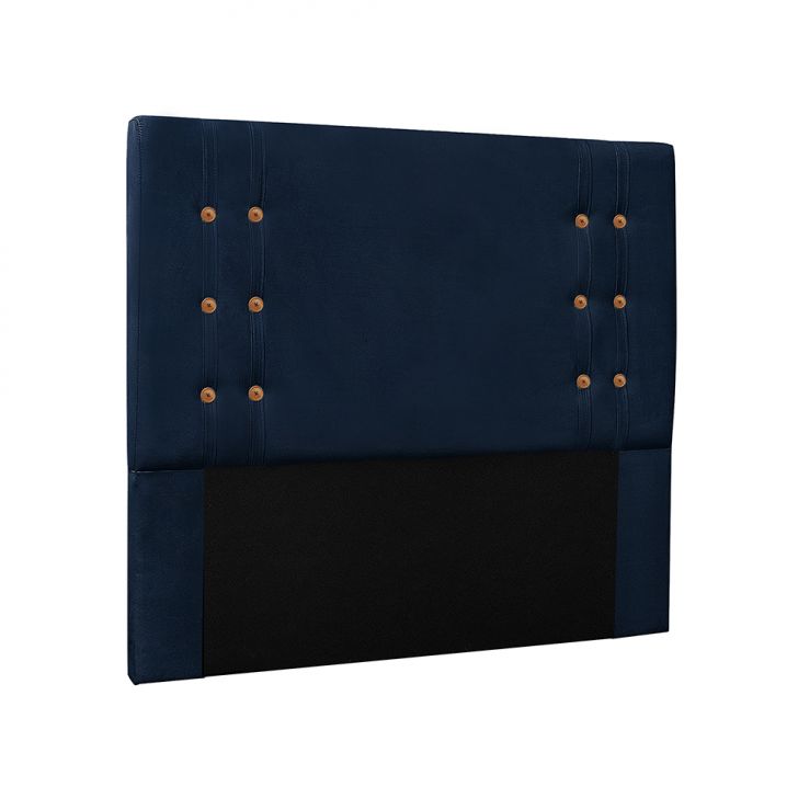 Conjunto de Cabeceira Solteiro com Recamier Gênova Suede Azul