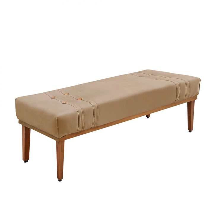 Conjunto de Cabeceira Solteiro com Recamier Gênova Suede Bege