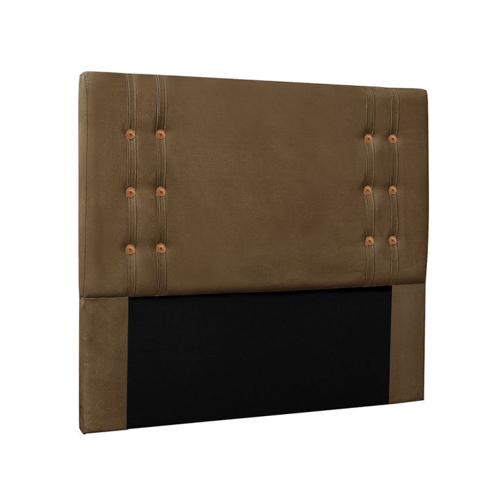 Conjunto de Cabeceira Solteiro com Recamier Gênova Suede Caramelo