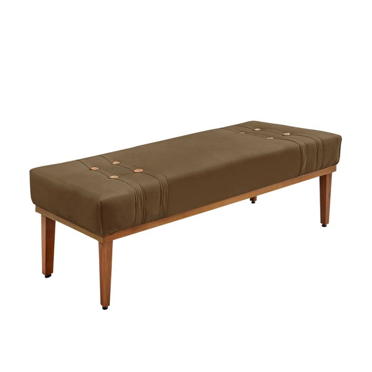 Conjunto de Cabeceira Solteiro com Recamier Gênova Suede Caramelo