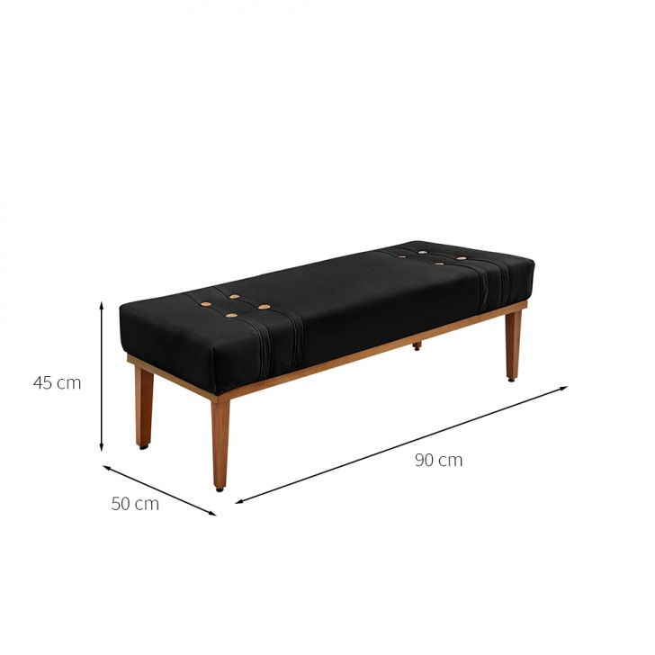 Conjunto de Cabeceira Solteiro com Recamier Gênova Suede Preto