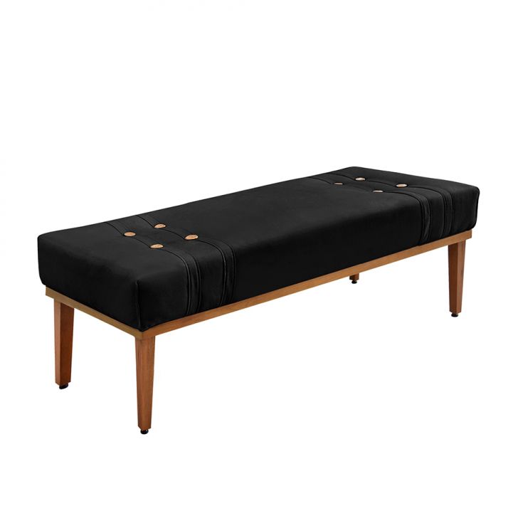 Conjunto de Cabeceira Solteiro com Recamier Gênova Suede Preto