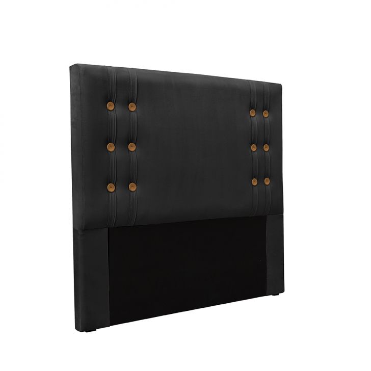 Conjunto de Cabeceira Solteiro com Recamier Gênova Veludo Preto