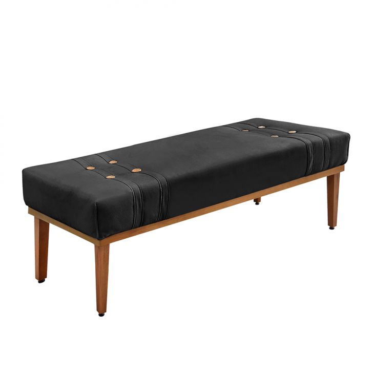 Conjunto de Cabeceira Solteiro com Recamier Gênova Veludo Preto
