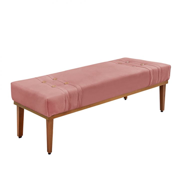 Conjunto de Cabeceira Solteiro com Recamier Gênova Veludo Rosa