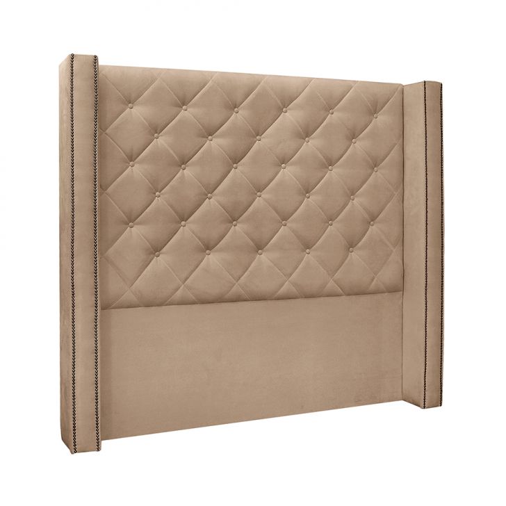 Conjunto de Cabeceira Solteiro com Recamier Vicenza Suede Bege